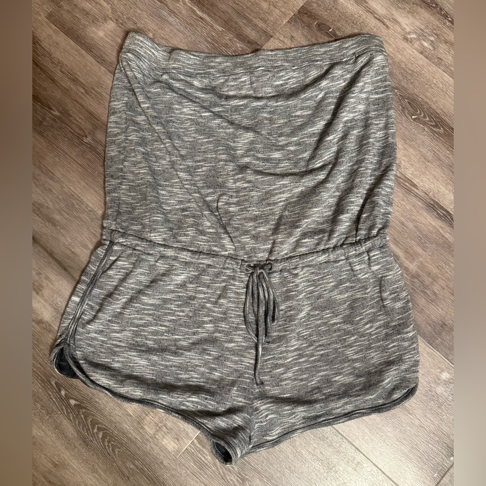 Sold!!!!        Strapless Gray Drawstring Romper